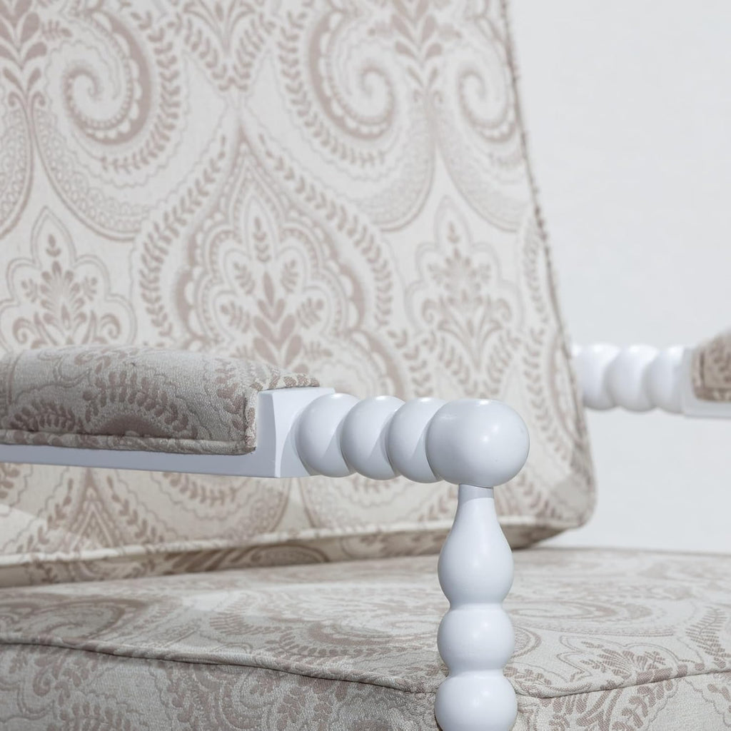 White Fabric Spindle Chair Y615