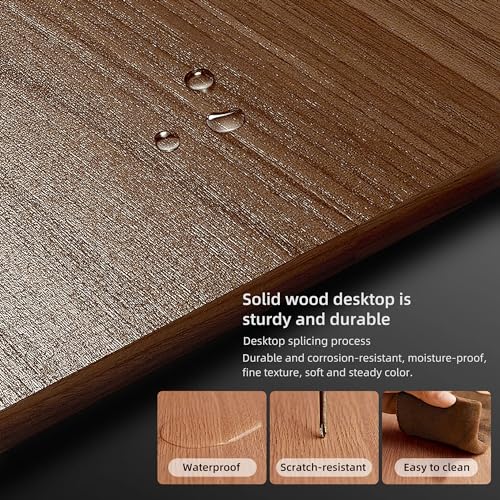 Round Wooden Dining Table for 4-6 People, Solid Wood Legs, Walnut Q976984