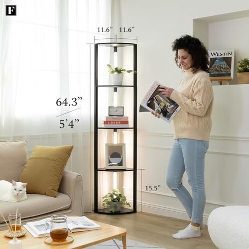 LED Display Shelf with Dimmable Lights for Living Room B36628
