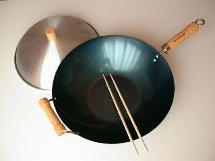 Natural Nonstick Wok Set, 14", Carbon Steel