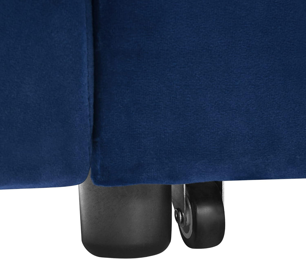 Futon Couch Pull Out Sleep, 2 Seater Convertible Sofa with Adjustable Backrest, Blue Velvet H50307