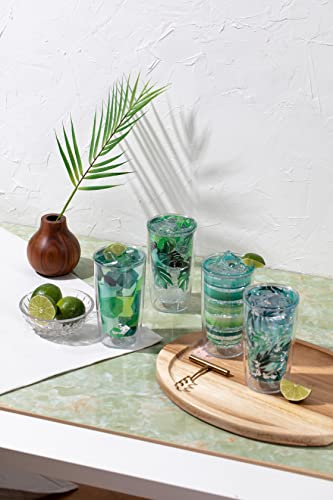 Green Crystal Double Walled Insulated Tumbler Travel Cup, 16oz C6695