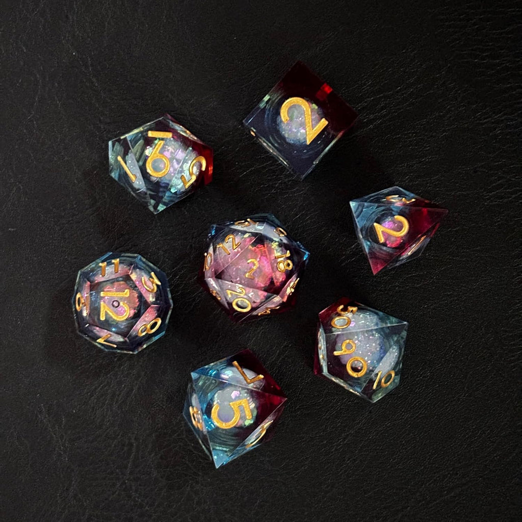 Floating Liquid Core Dice Set 7 Pieces Polyhedral for Dungeons and Dragons H633