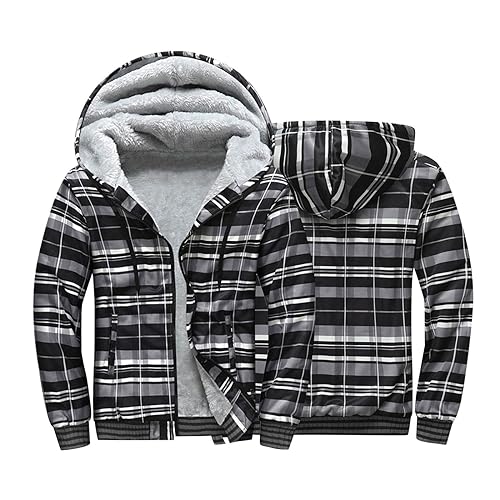 Men's Zip-Up Hoodie Fleece Sherpa Lined Heavyweight Jacket Y191