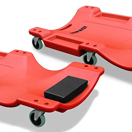 Low Profile Automotive Creeper with Padded Headrest, Red U80837