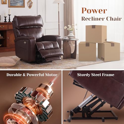 Electric Recliner Chair with Adjustable Headrest, Heat and Massage, USB Ports P31733