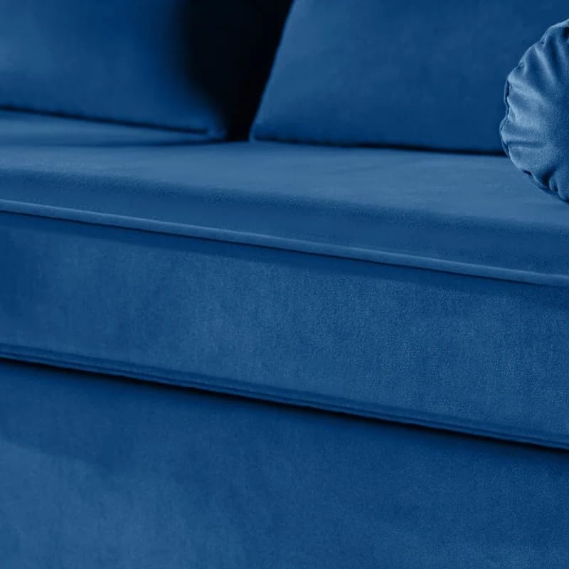 Velvet Loveseat Sofa for Living Room, 65" Modern 2-Seater Couch with Bolster Pillows Q28138