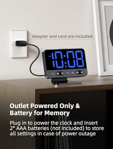 Large Digital Alarm Clock for Bedroom with Brightness Dimmer and Night Light I637246