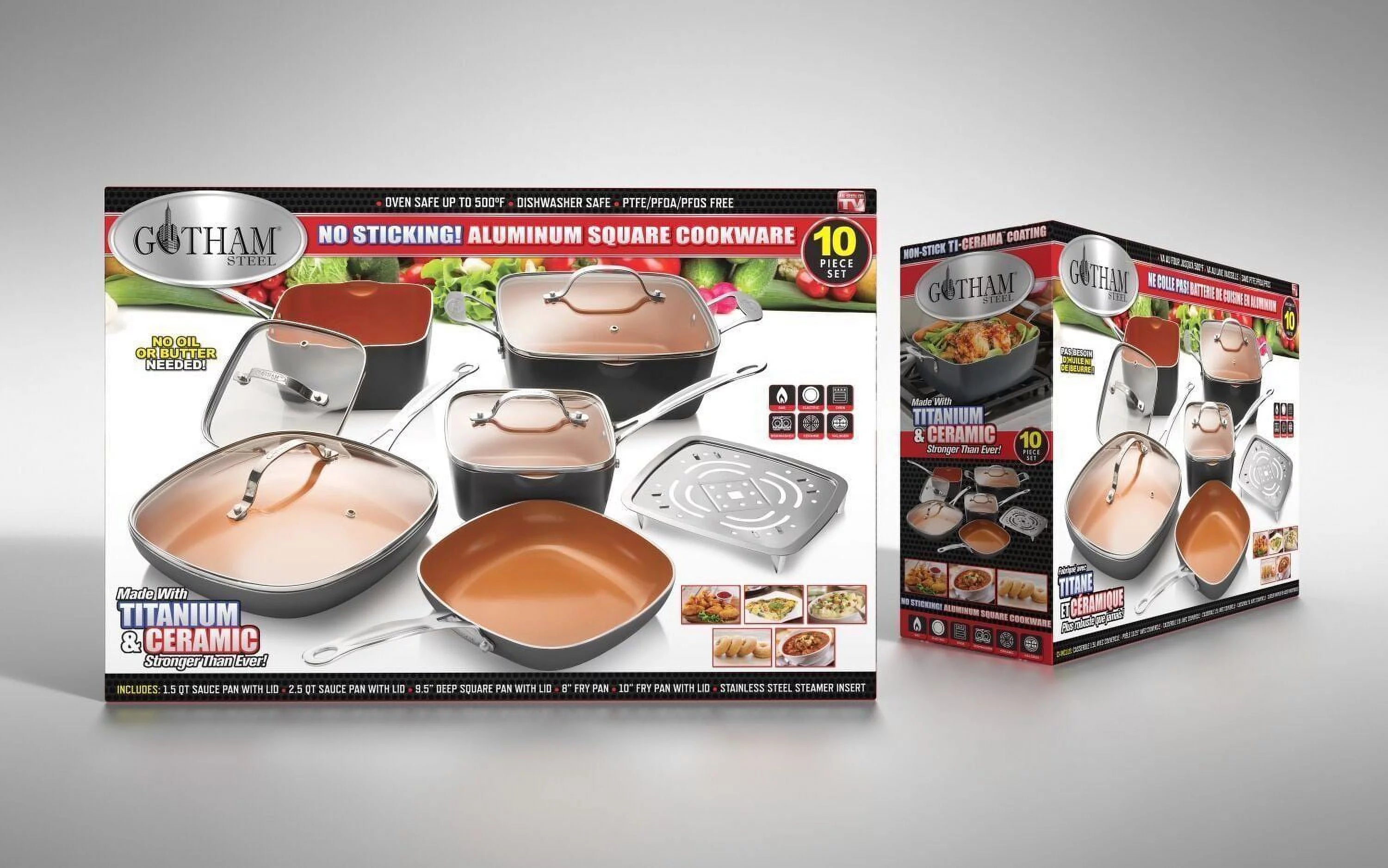 10 Piece Nonstick Ceramic Cookware Set with Steamer J890