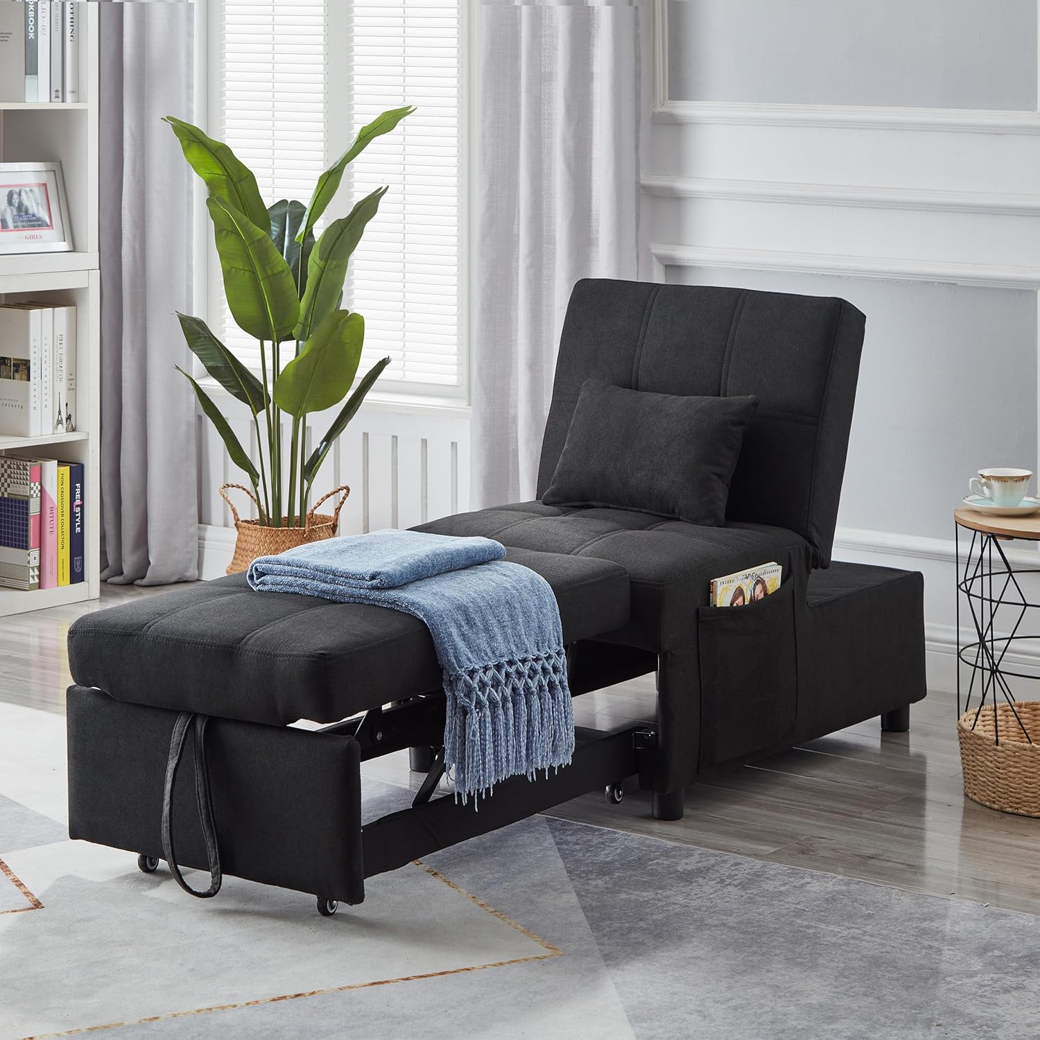 Convertible Sleeper Chair Bed, Fold Out Single Sofa, Ottoman and Chaise Lounge N29851
