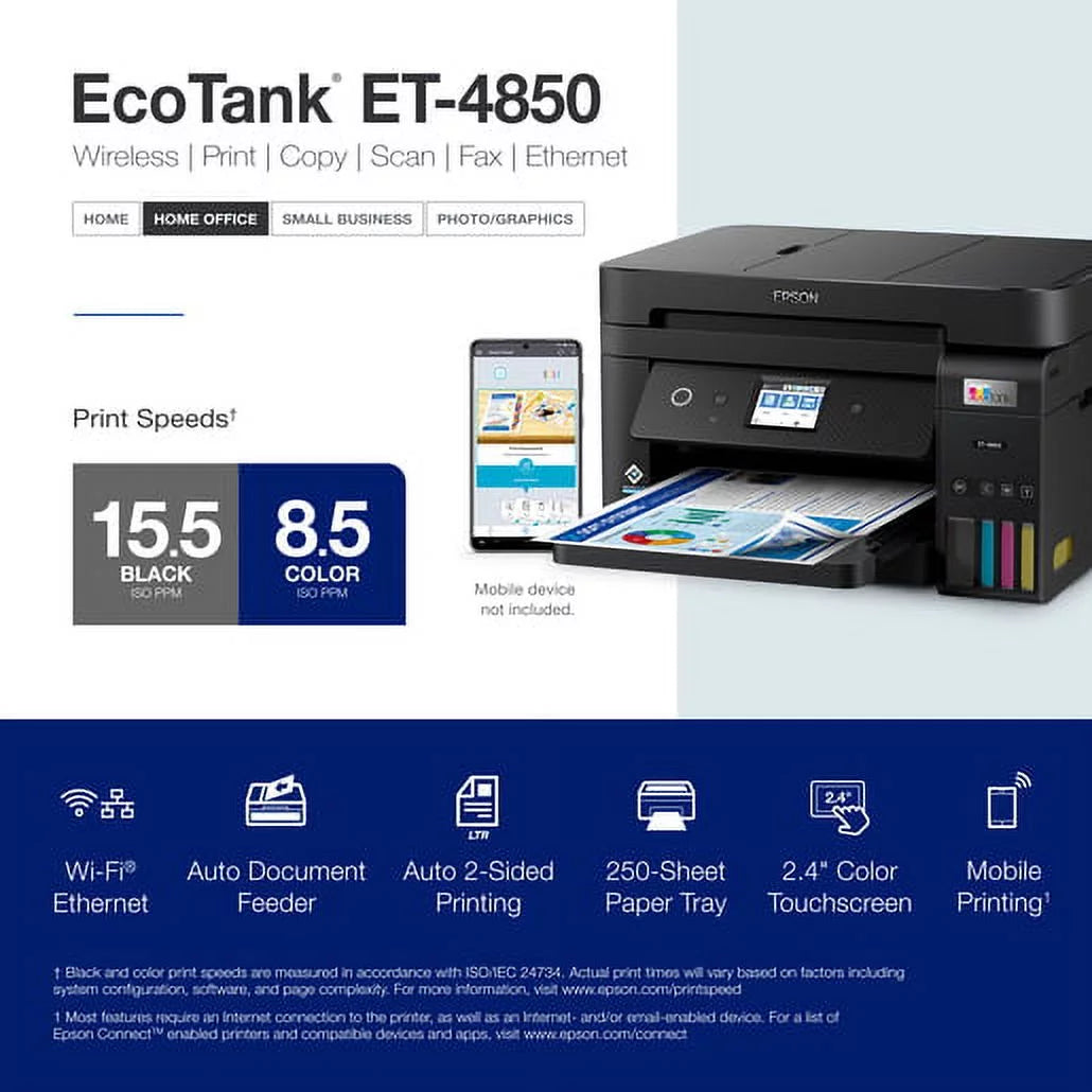 Wireless All-in-One Supertank Printer with Scanner, Copier, Fax and ADF R334274