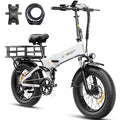 Jasion X-Hunter Electric Bike for Adults,1400W Peak Motor 30MPH Max Speed,624WH Removable Battery Full Suspension 20 * 4.0 Fat Tire Foldable Ebike, 7-Speed Bicycles,with Basket and Cable Lock