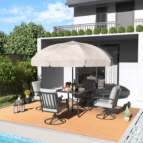 Outdoor Metal Patio Dining Set with 2 Swivel Chairs and Umbrella Hole W392