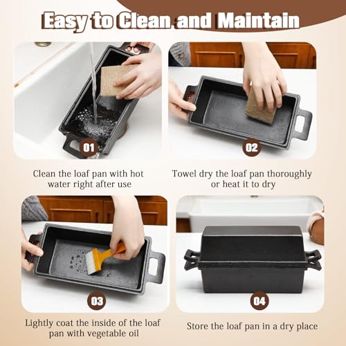 Cast Iron Bread Pan with Lid, 2-Piece Loaf Pan Set for Baking K74940