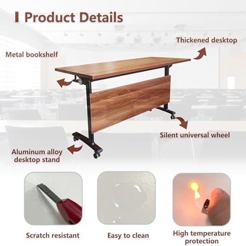 White Folding Conference Table 8FT with Wheels W937