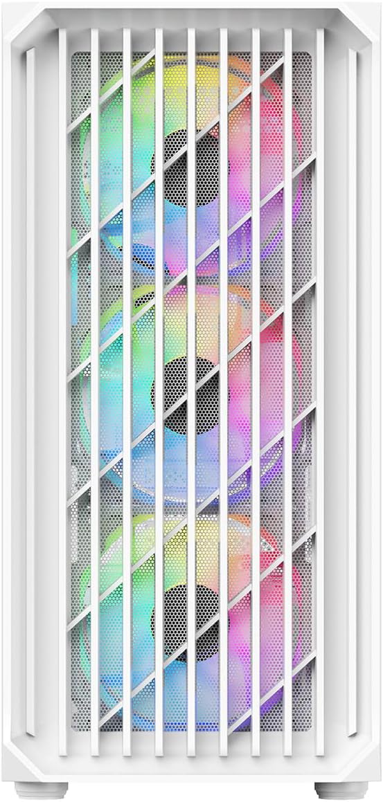 Airflow Micro-ATX PC Gaming Case with Mesh Front Panel and Tempered Glass Side Panel, White S493