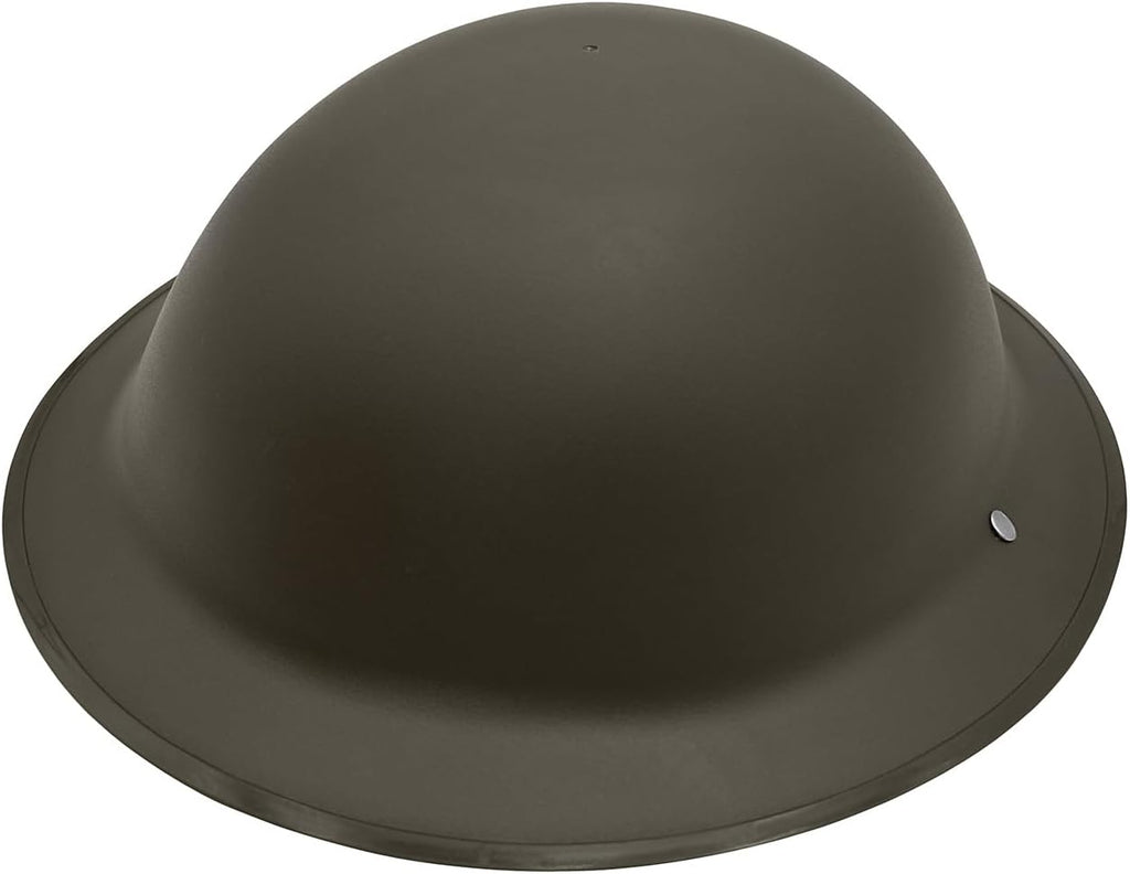 Nicky Bigs Novelties Adult WW2 Ally British Army Helmet - Lightweight Thick Plastic WW1 Reenactment Costume Hat, Olive Drab Green, Adjustable