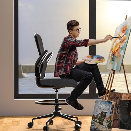 Drafting Chair with Flip-up Armrests and Lumbar Support H733