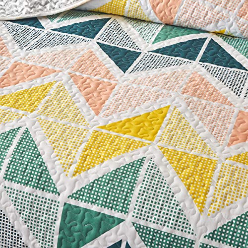 3 Piece Reversible Quilt Set King Size Soft Microfiber Lightweight Coverlet M5605