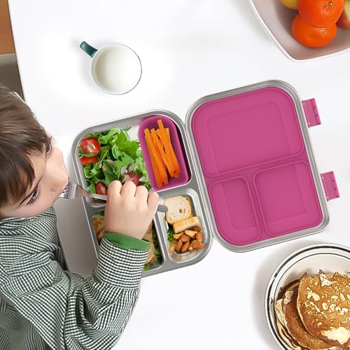 Stainless Steel Kids Bento Lunch Box, 3 Compartments, BPA-Free, Blue B157