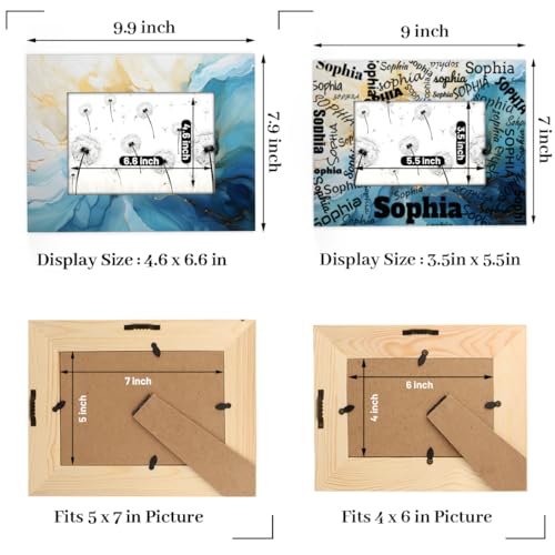 Purple Marble 4x6 Picture Frame with Custom Name, Wood Photo Frame for Wall or Desk Q55403