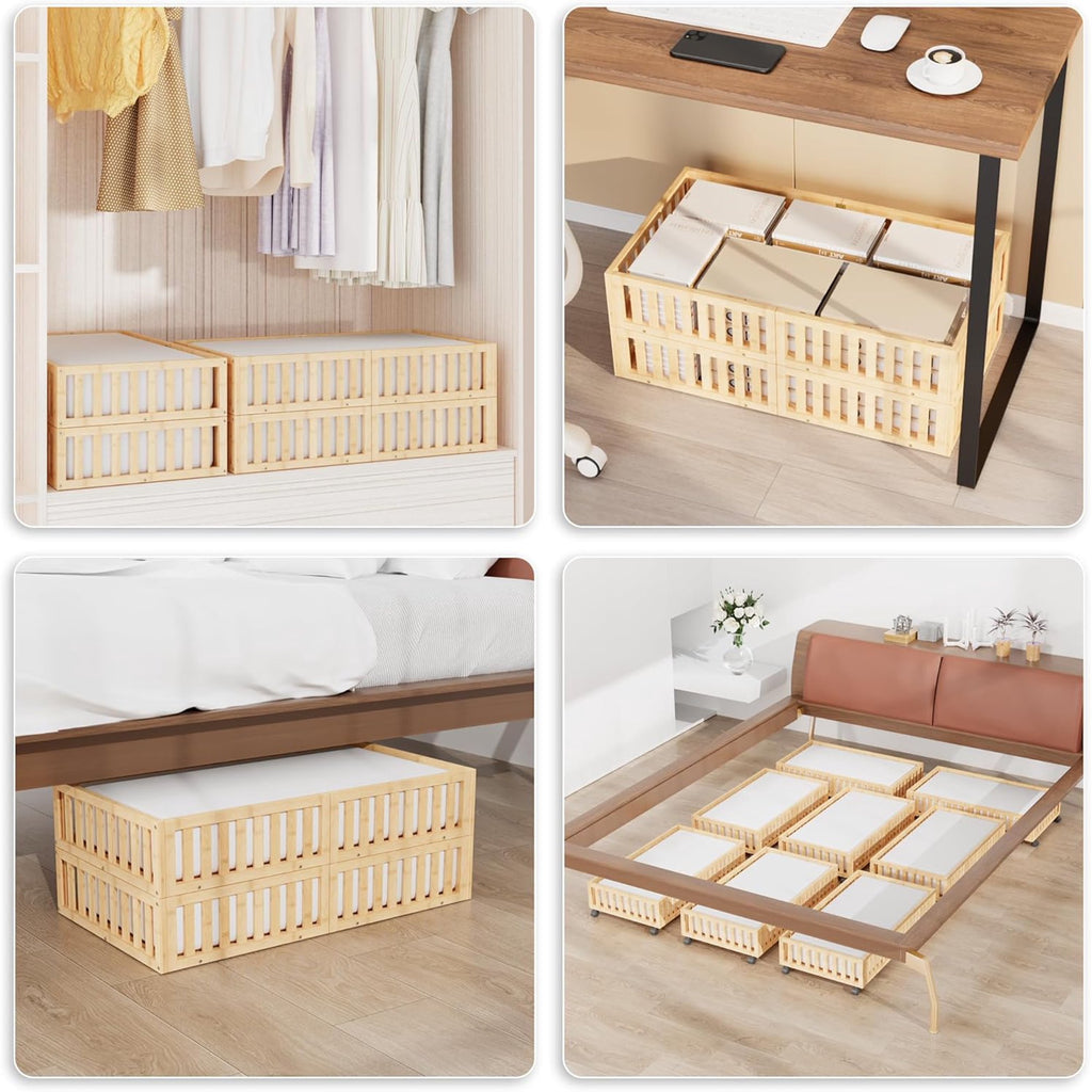 Bamboo Under Bed Storage with Wheels (2-Pack) N491046