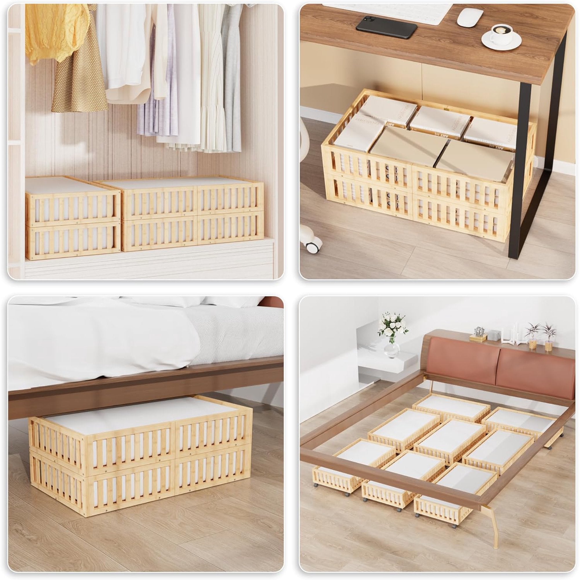 Bamboo Under Bed Storage with Wheels (2-Pack) N491046