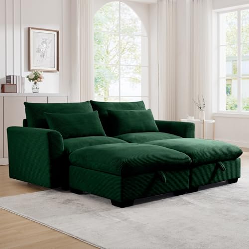 Corduroy Ottoman Footrest for Modular Sectional Sofa, Brown P1608