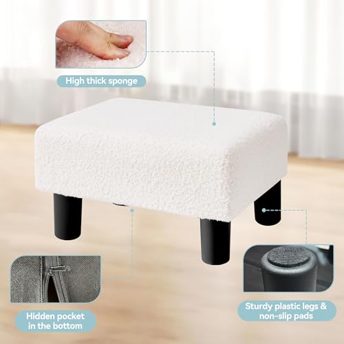 Sherpa Foot Stool Ottoman with Legs for Couch, Living Room, Bedroom, Office R82988