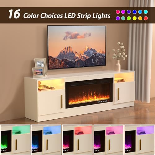 Electric Fireplace TV Stand for Living Room, Fits Up to 80" TVs Q985446
