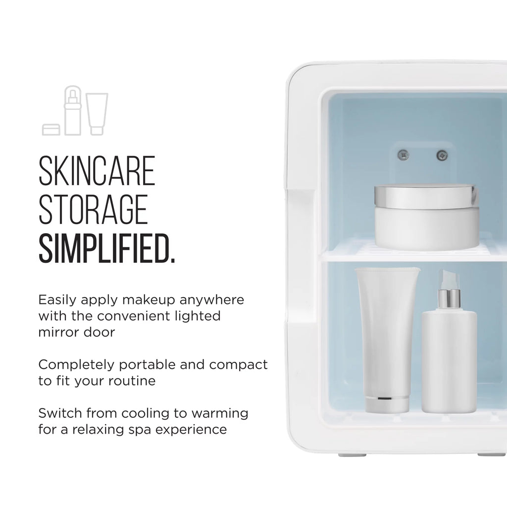 Portable 6L Mini Fridge with LED Light, Heating and Cooling - White I711