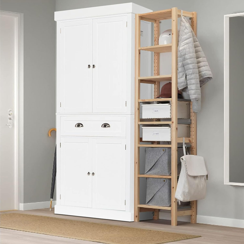 Freestanding Kitchen Pantry Cabinet with Doors and Shelves, White X325899