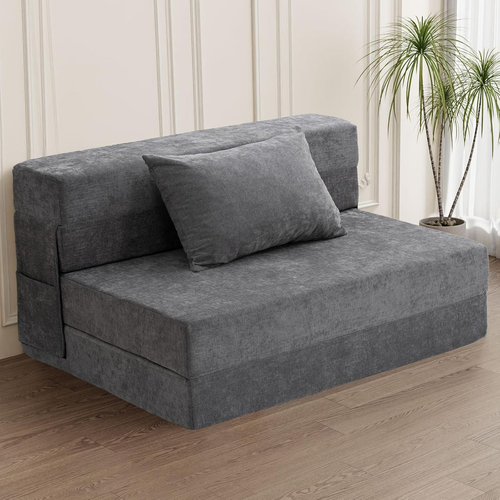 Folding Sofa Bed Convertible Sleeper Chair with Pillow, Gray G478026