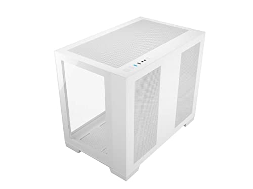 Micro ATX Mini-ITX Tower PC Case White with Dual Tempered Glass and 3x12cm ARGB Fans U3029