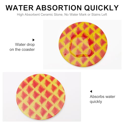 Ceramic Absorbent Coaster Set with Holder T269