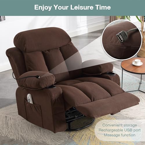 Massage Recliner Chair with Heat and Vibration, Ergonomic Fabric Sofa L1364