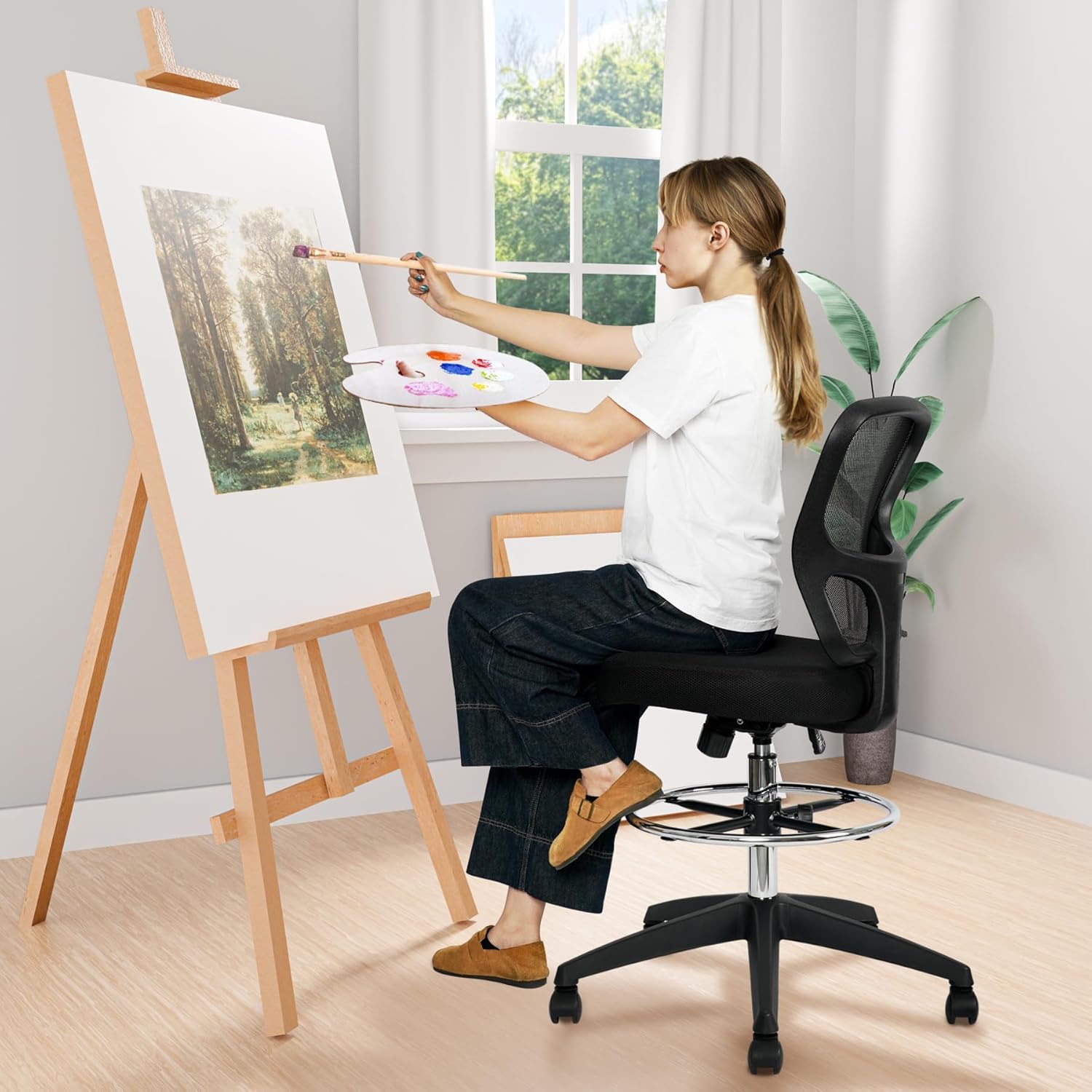 Drafting Chair Adjustable Height Tall Office Chair with Footrest H3222