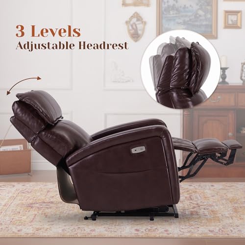 Electric Recliner Chair with Adjustable Headrest, Heat and Massage, USB Ports P31733