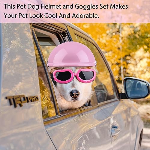 Dog Helmet and Goggles Set for Small Dogs, Blue S316382