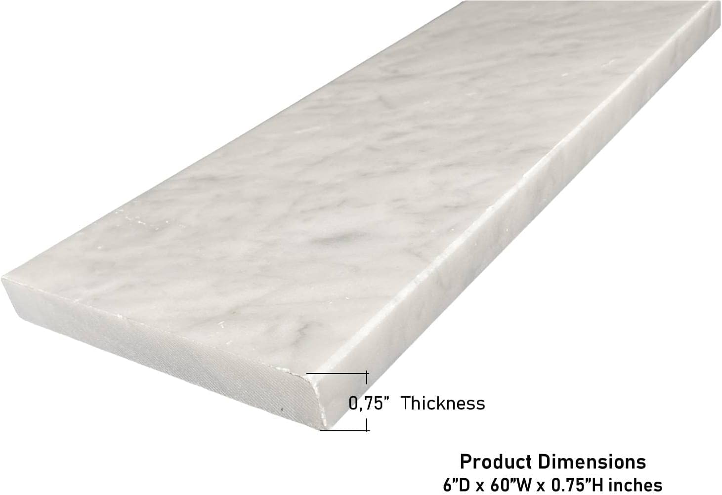 Carrara Marble Floor Threshold Polished 4 x 48 Inch J377305