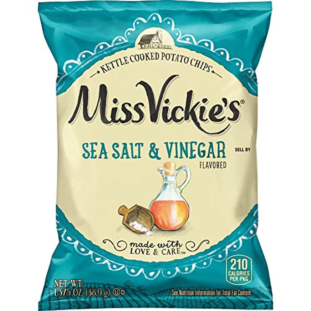 Kettle Cooked Potato Chips, Sea Salt and Vinegar, 1.38 oz Bags T2739