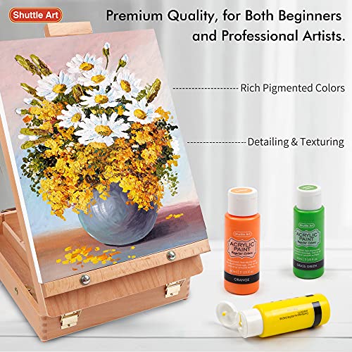 Acrylic Paint Set, 50 Colors, 2oz Bottles for Canvas Wood Ceramic Fabric C2672