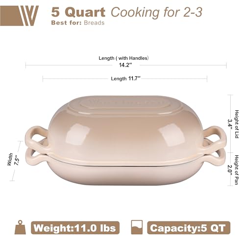 Enameled Cast Iron Dutch Oven with Lid for Bread Baking, 5QT M245