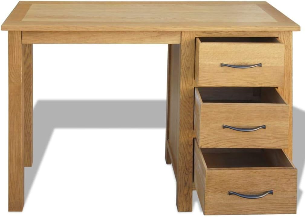 Desk with 3 Drawers, Solid Oak Wood, Home Office C72191