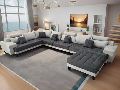 Modern Microfiber Fabric Sectional Couch Sofa Set U74797