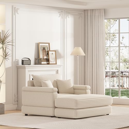 Corduroy 3 Seater Sectional Sofa with Ottoman M24378