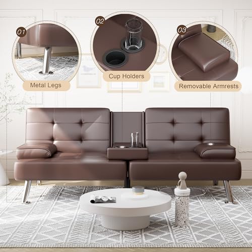 Sofa Bed Reversible Convertible Sleeper with Storage Chaise, Linen Fabric, Dark Gray E945