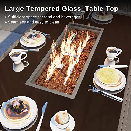 44" Propane Fire Pit Table, 60,000 BTU Gas Fire Table with Aluminum Frame and Tempered Glass Top J82154