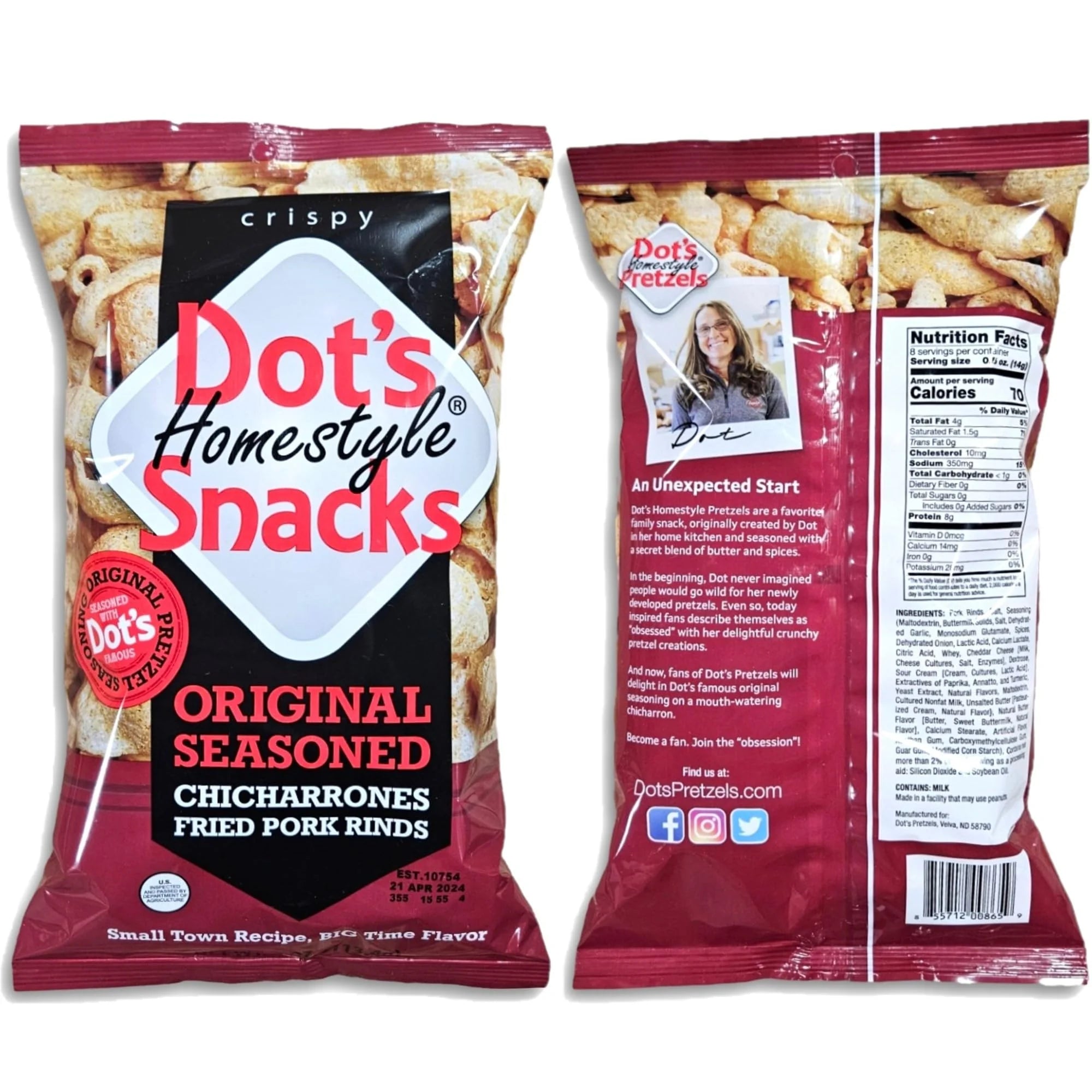 Original Seasoned Fried Pork Rinds, 4 Ounce Bag, Pack of 3 V6244