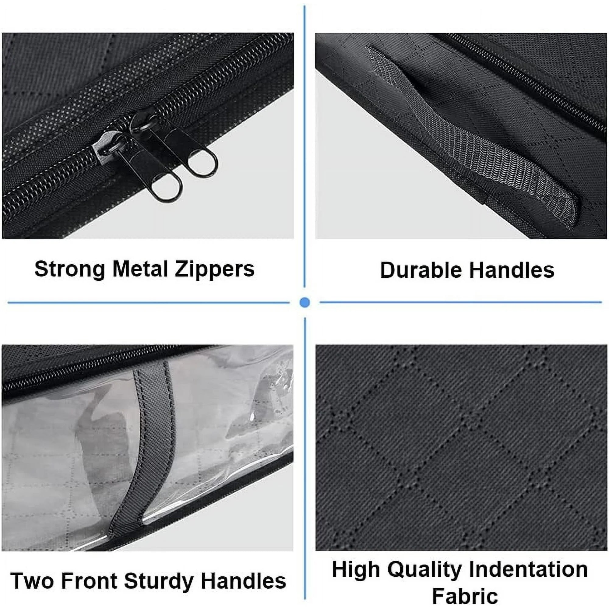 Under Bed Storage Bags with Clear Window and Handles, 4-Pack, Black H390065